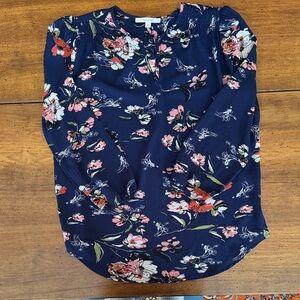 Fun 2 Fun Floral Navy Women's Top